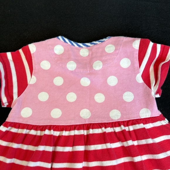 Baby Boden red, pink white and blue striped and polka dot 6-12 month dress - Picture 6 of 6